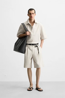 CHEMISE POLO EN COTON ET LIN