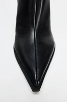 LEATHER STILETTO HEELED ANKLE BOOTS