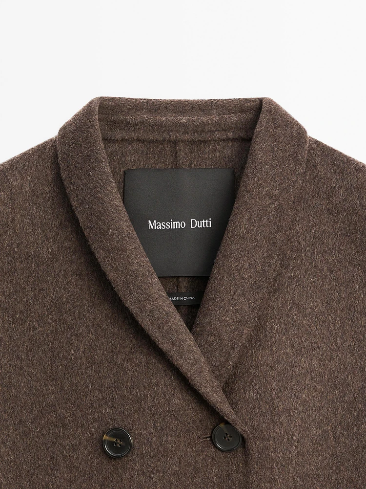 Manteau à col smoking en laine mélangée