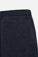 CRINKLED EFFECT COTTON PANTS