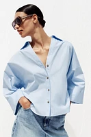CHEMISE EN POPELINE À MANCHES LARGES