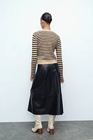 FAUX LEATHER LAYERED SKIRT