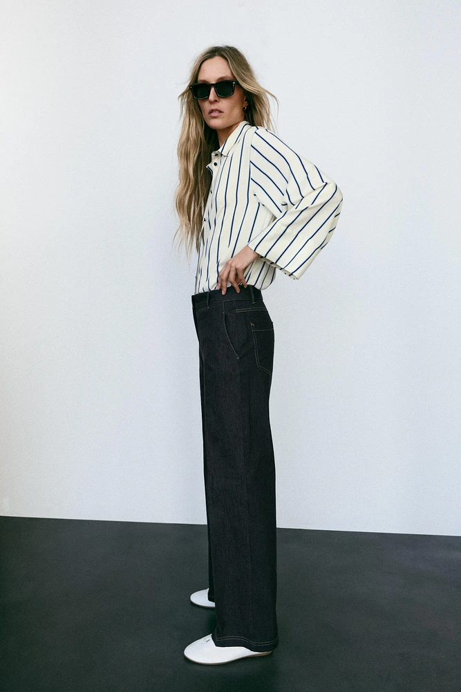 WIDE SLEEVE STRIPED BLOUSE