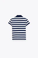 STRIPED RIBBED POLO SHIRT