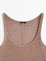 Strappy top with linen fabric detail