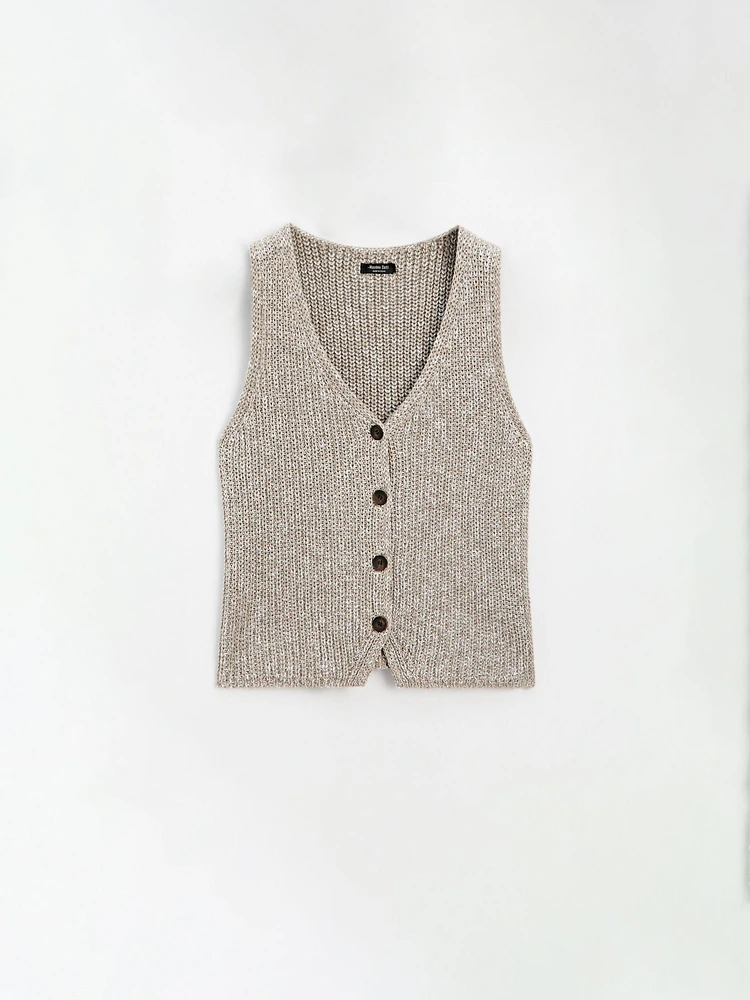 Cotton blend short knit vest