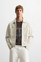 STRIPED POCKET OVERSHIRT