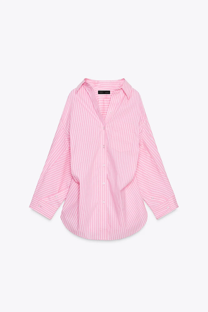 CHEMISE OVERSIZE EN POPELINE RAYÉE