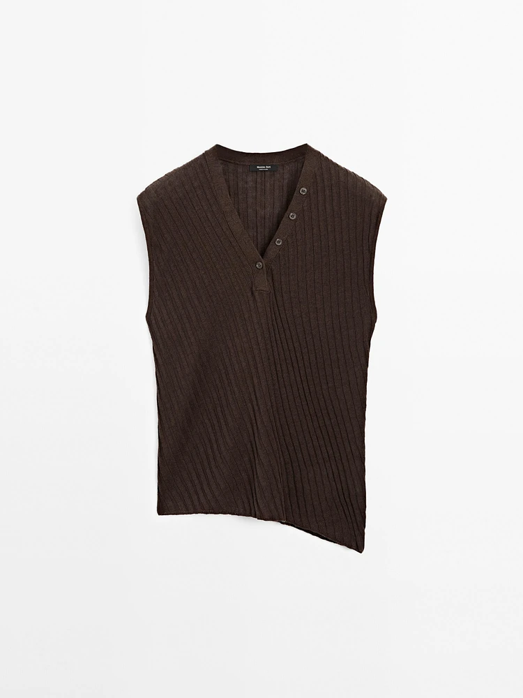 100% linen fine knit top