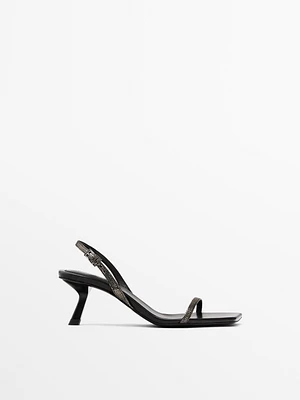 Printed heeled strappy sandals