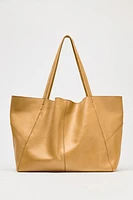 LARGE LEATHER TOPSTITCHED SHOPPER