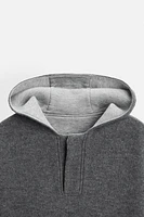 CONTRAST HOOD POUCH POCKET JACKET