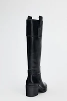 LEATHER KNEE HIGH BOOTS