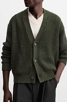 TEXTURED RIBBED CARDIGAN