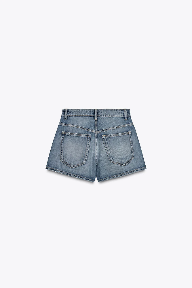 TRF PLEATED DENIM SHORTS