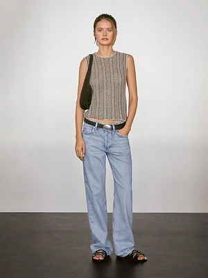 Top en maille ajourée de coton mélang