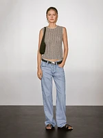 Top en maille ajourée de coton mélang