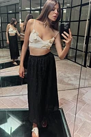 WRINKLED EFFECT MIDI SKIRT