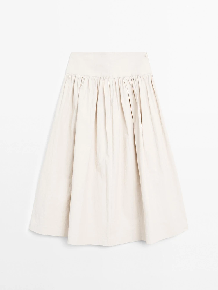 Jupe midi 100 % lin panneau - STUDIO