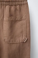 LINEN BLEND STRAIGHT PANTS