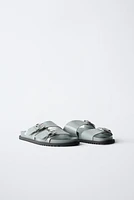 PATENT LEATHER BUCKLE SANDALS