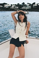 TEXTURED BELTED VEST