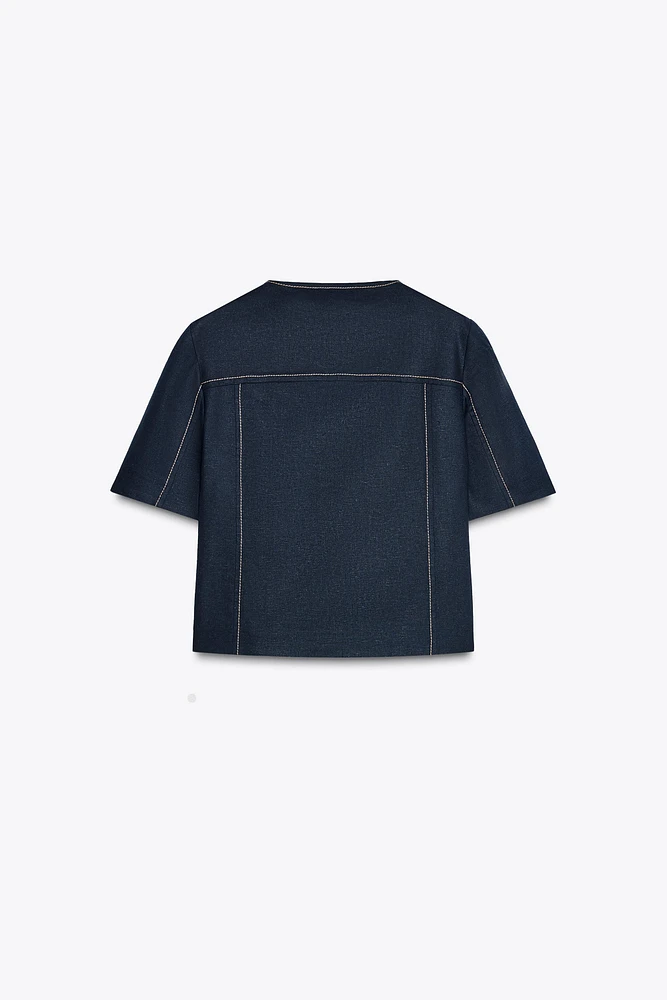 SHORT SLEEVE DOUBLE BREASTED BLAZER