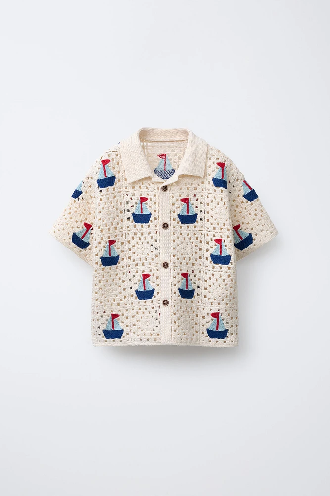 CROCHET BOAT KNIT SHIRT