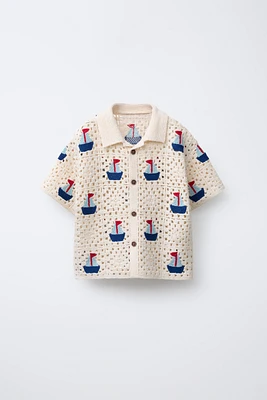 CHEMISE EN MAILLE BATEAUX CROCHET