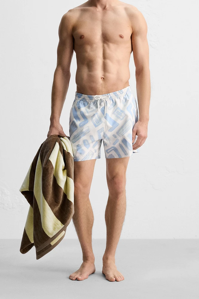 GEOMETRIC PRINT MID-LENGTH SWIMSUIT