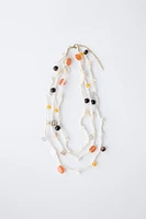 BEADED AND SHELL ROPE NECKLACE