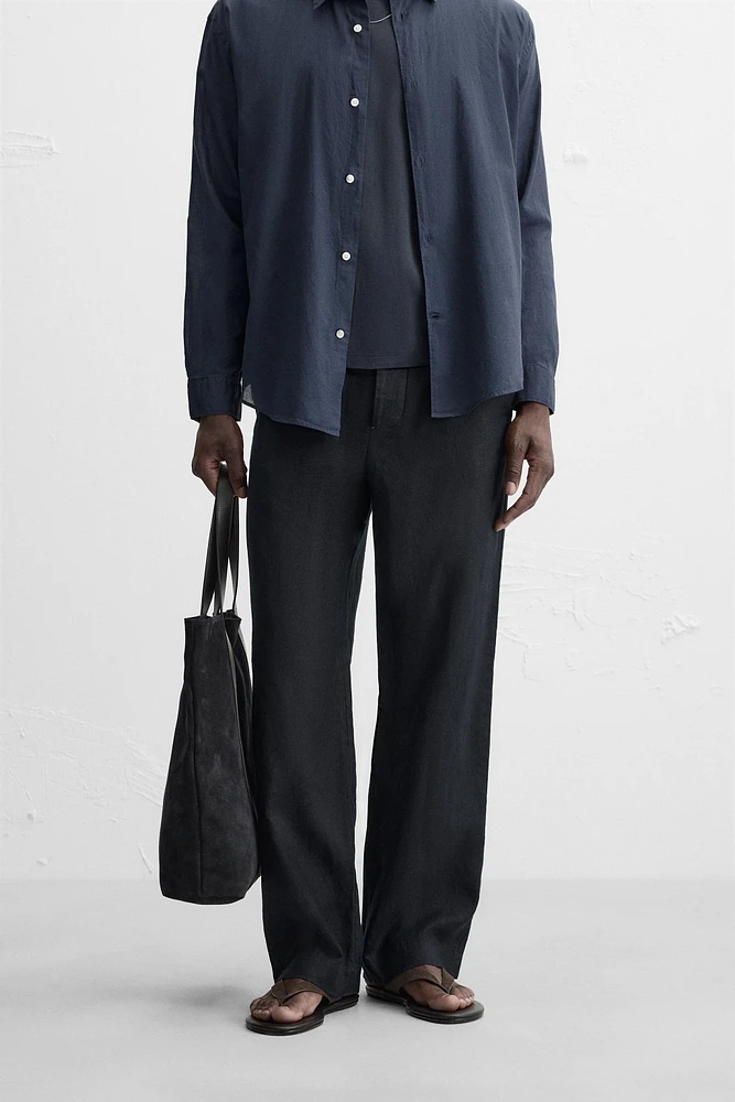 STRAIGHT FIT 100% LINEN PANTS