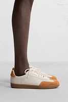 CONTRAST SOLE LEATHER SNEAKERS