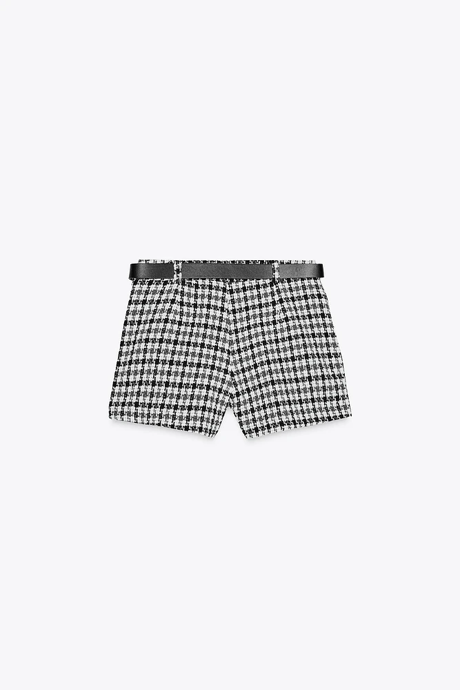 JUPE-CULOTTE STRUCTURÉE PIED-DE-POULE