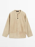 Blouse large en cuir finition daim