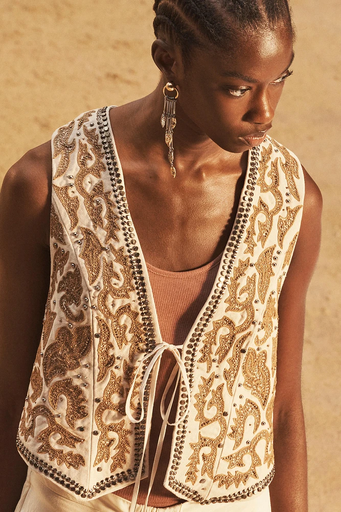 LIMITED EDITION EMBROIDERED STUDDED VEST