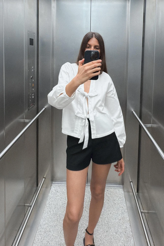 POPLIN TIE BLOUSE