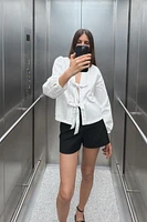 POPLIN TIE BLOUSE
