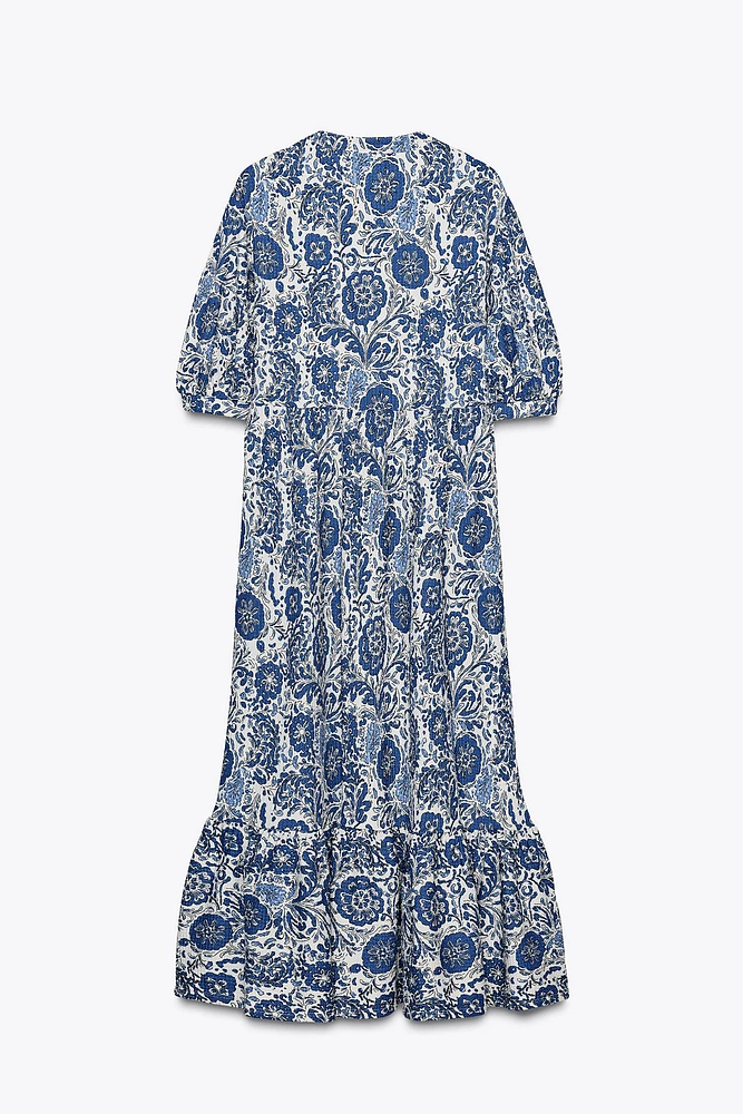 PRINTED MIDI DRESS