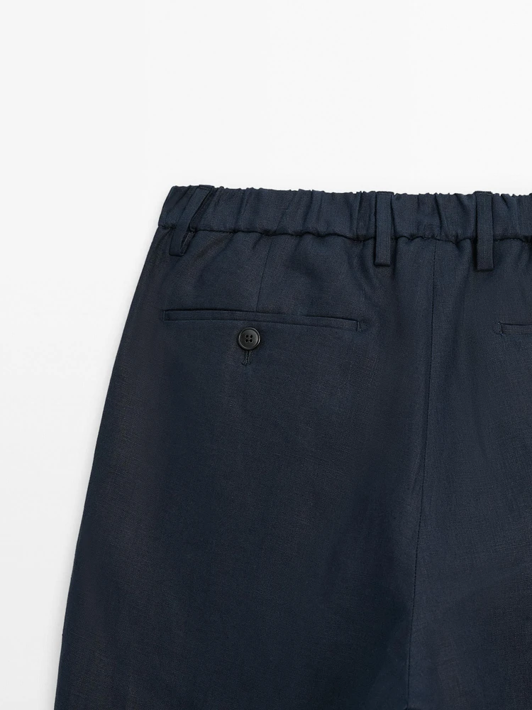 100% linen regular fit trousers