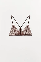 BRALETTE TRIANGLE EN DENTELLE À FLEURS