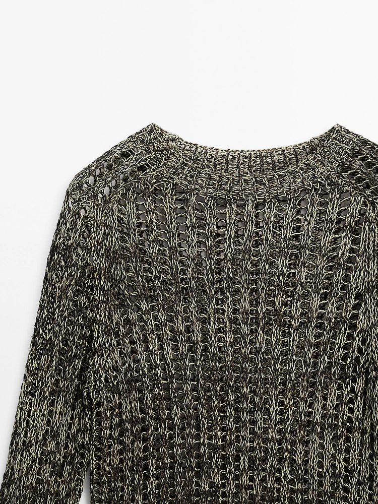 Pull en maille ajourée de coton mélangé