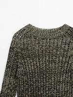 Pull en maille ajourée de coton mélangé
