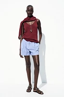 STRIPED BELTED SHORTS