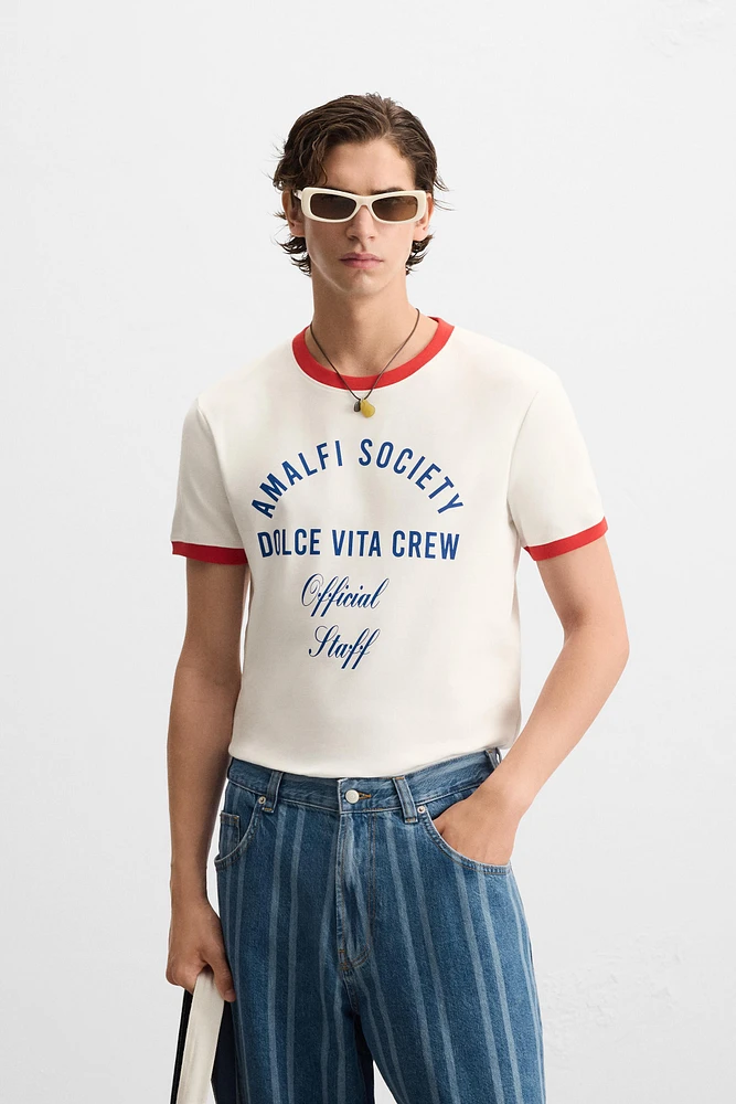T-SHIRT RIB CONTRASTE INSCRIPTION