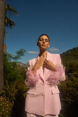 BLAZER MANCHES PLUMES