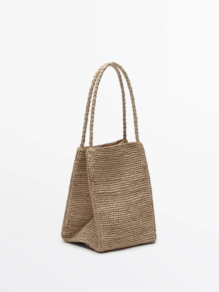 Natural raffia bucket bag