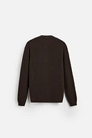 BUTTON COLLAR RIBBED SWEATER