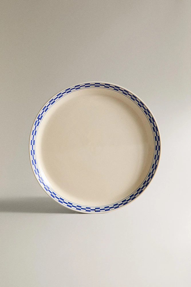 ASSIETTE PLATE CÉRAMIQUE BORD CARREAUX