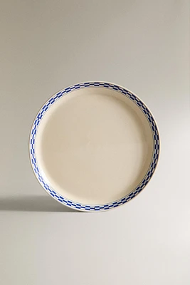 ASSIETTE PLATE CÉRAMIQUE BORD CARREAUX